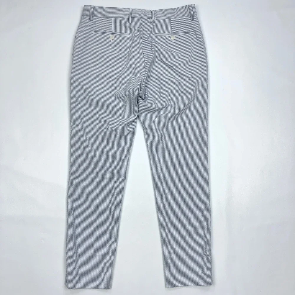 Banana Republic Tailored Fit Seersucker Striped Pants Mens 33x32 Blue White